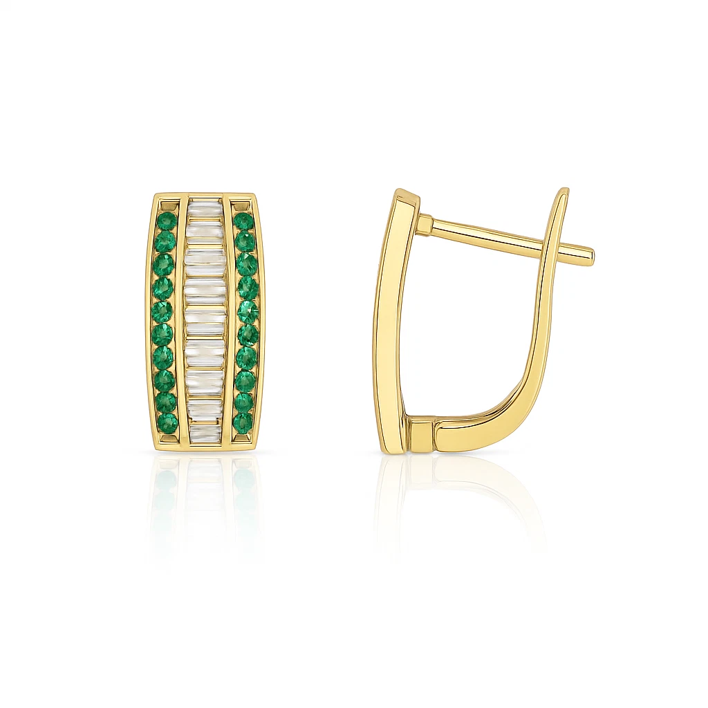 14k Yellow Gold CZ Beautiful Leverback Earrings for Women