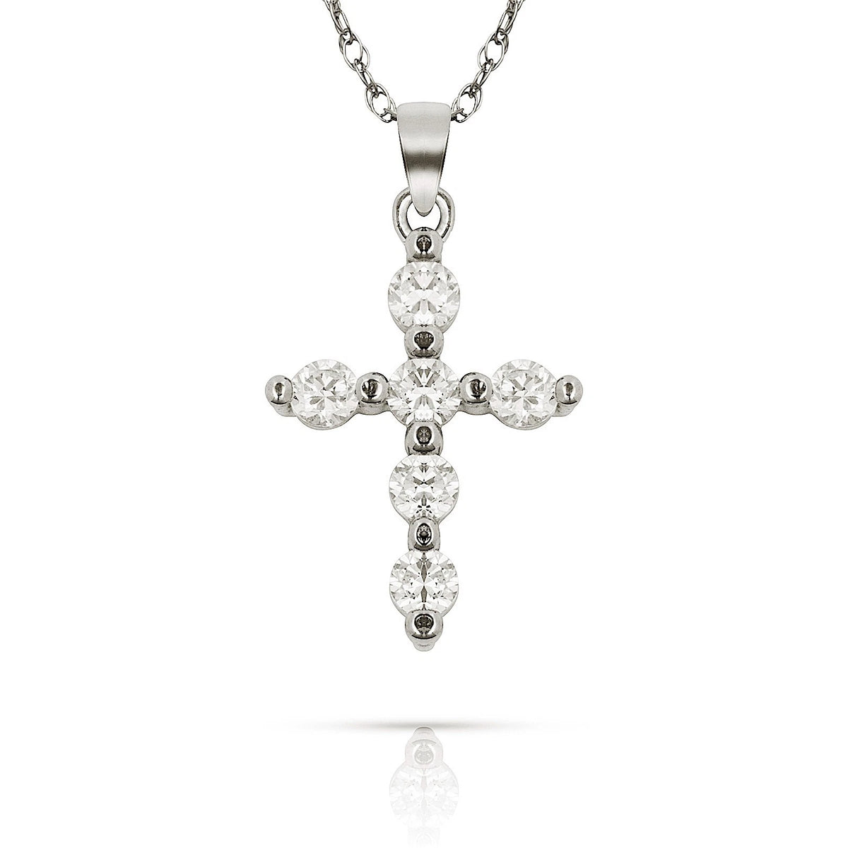 14k Gold CZ Cross Pendant For Women