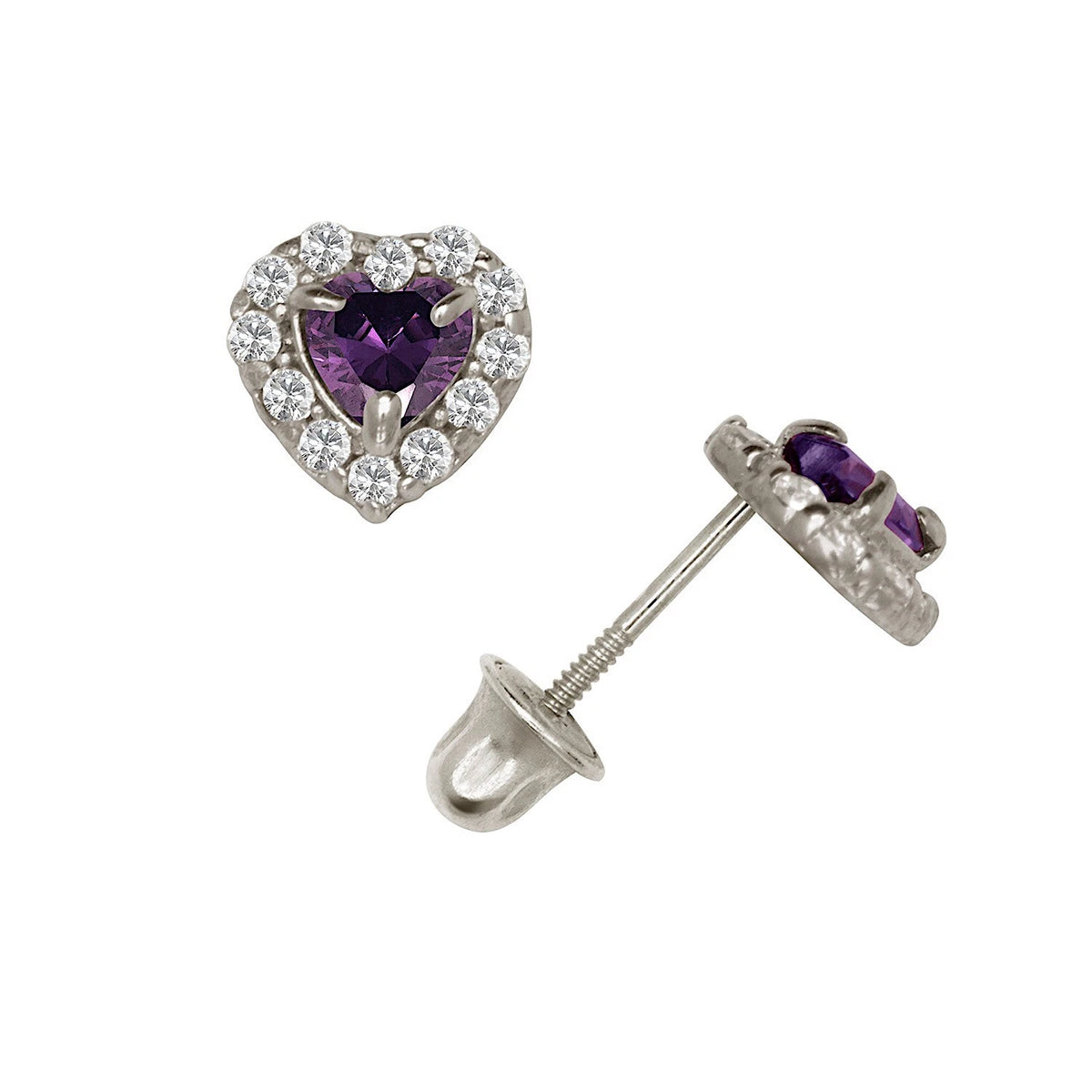 14K Yellow & White Gold Large Gorgeous CZ Heart Shaped Stud Earrings for Women