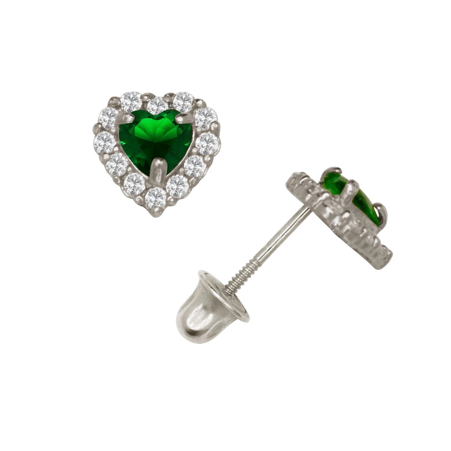 14K Yellow & White Gold Large Gorgeous CZ Heart Shaped Stud Earrings for Women