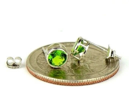 14K Round Bezel3mm Set White Gold Birthstone Earrings