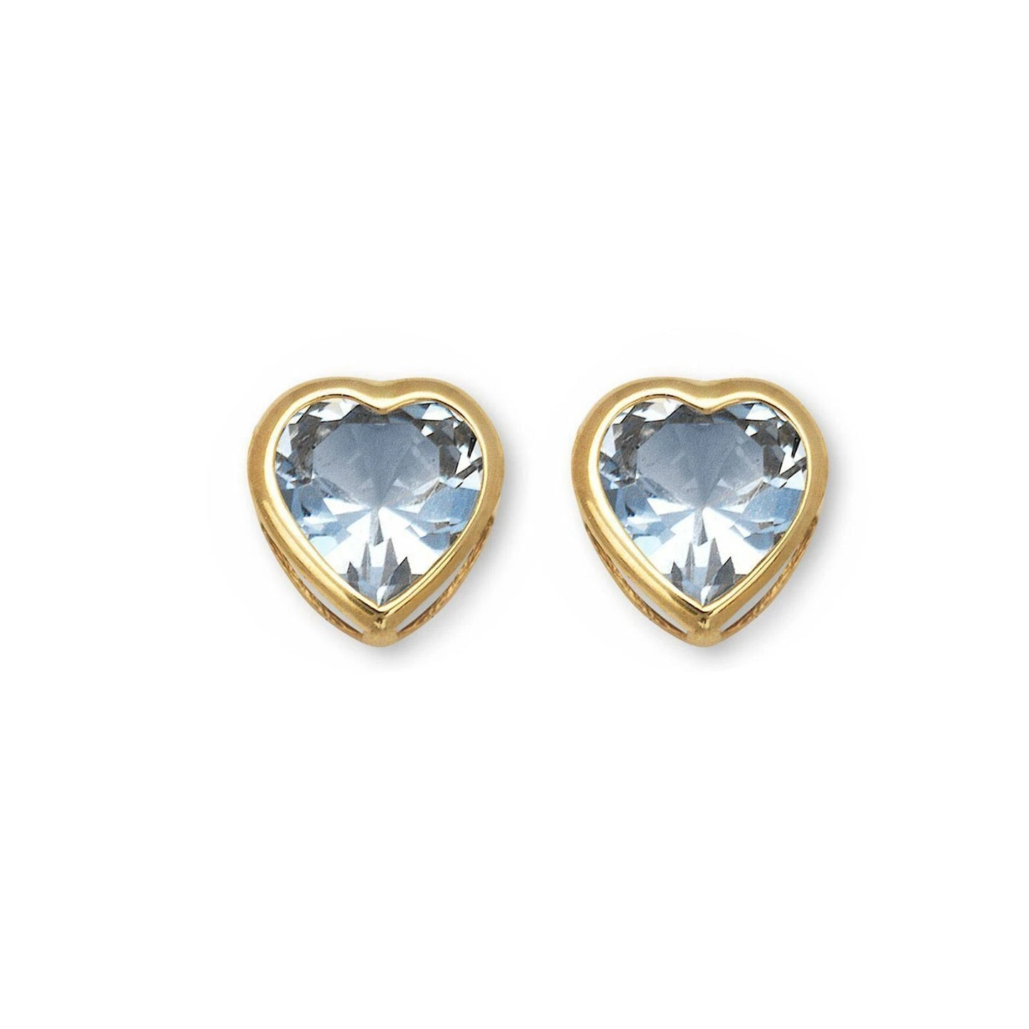 14K Solid Yellow Gold Heart Stud Earrings Birthstone 6mm x 6mm