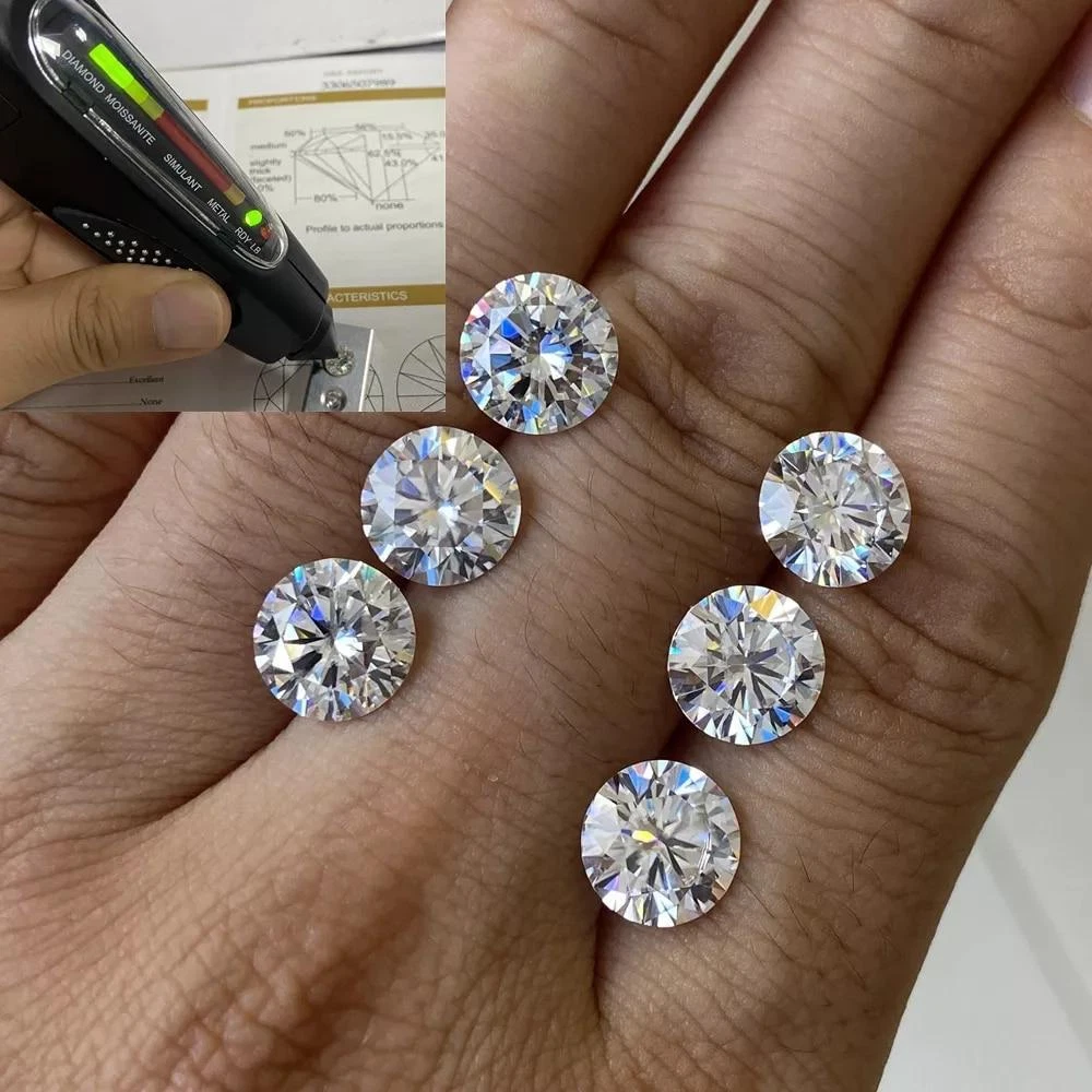 Gold 14K GRA Certified D-VVS1 Round Moissanite Screw Back Studs Earrings