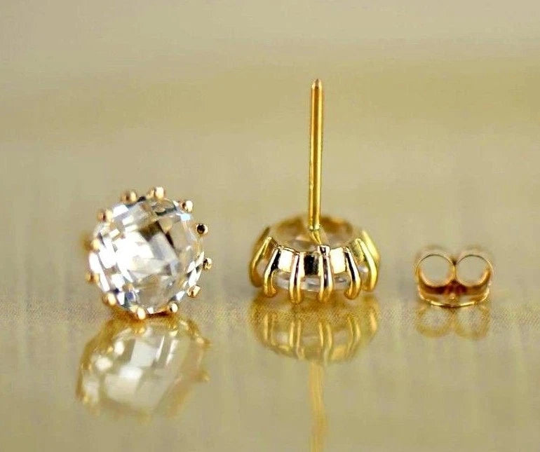 14k Solid Yellow Gold 6mm Round Birthstone Push Back Earrings
