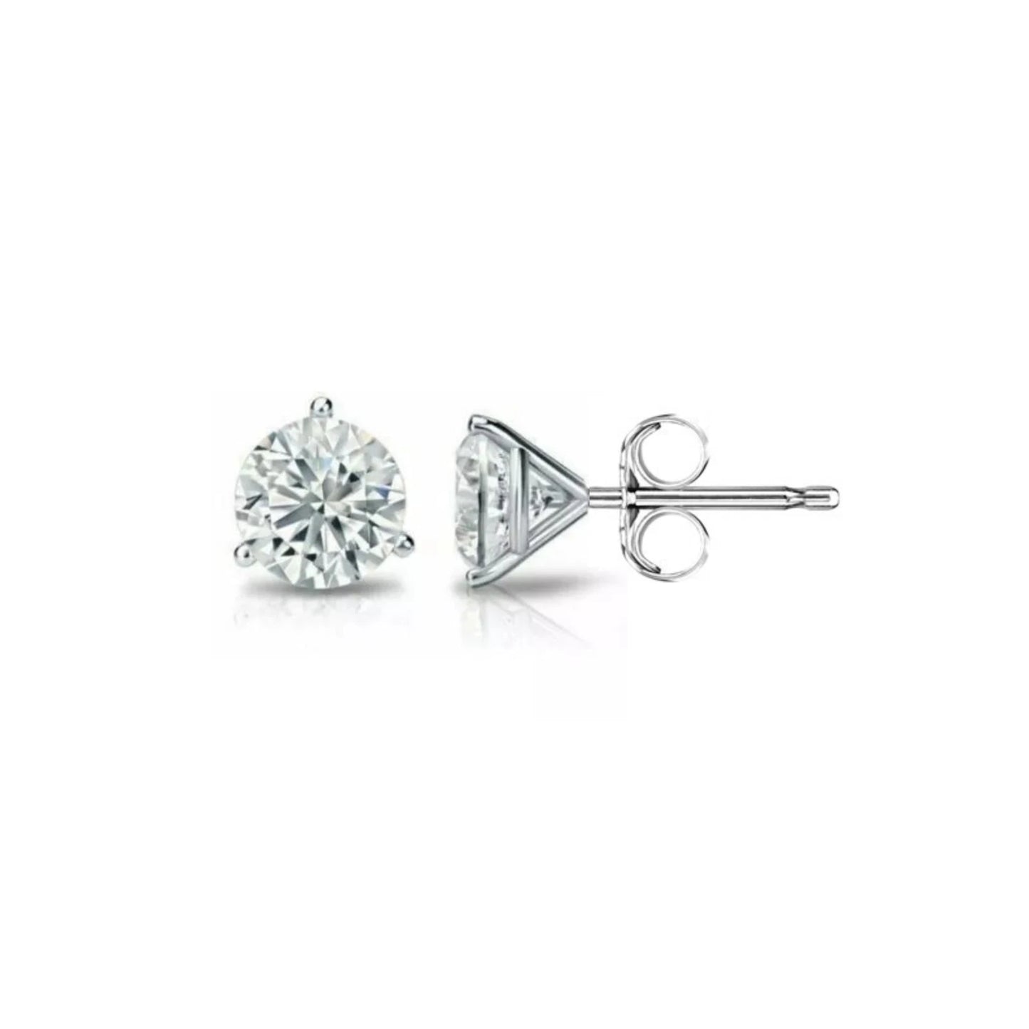 14K Gold GRA Certified D-VVS1 Round Moissanite Martini Push Back Stud Earrings