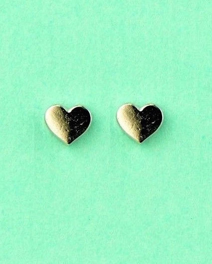14K Solid White Yellow Gold Metal Heart Shape Stud Earrings