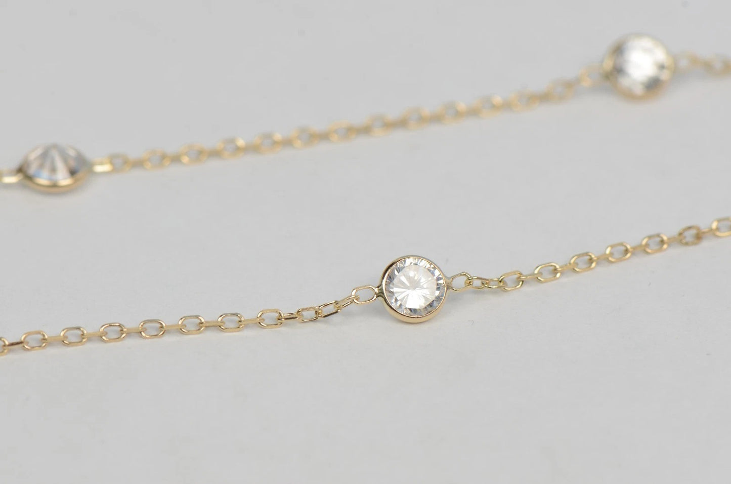 14k Yellow Gold Cubic Zirconia CZ by the yard 18" Necklace