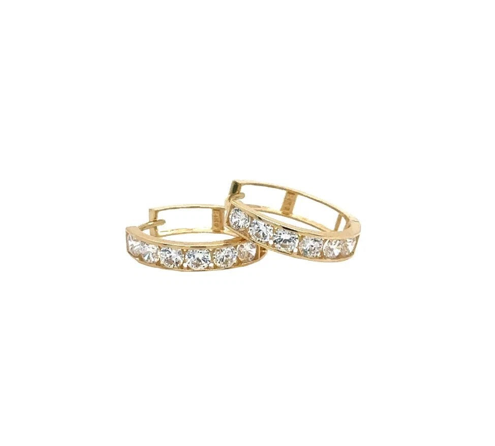 14K Yellow Gold Huggie Hoop Earrings