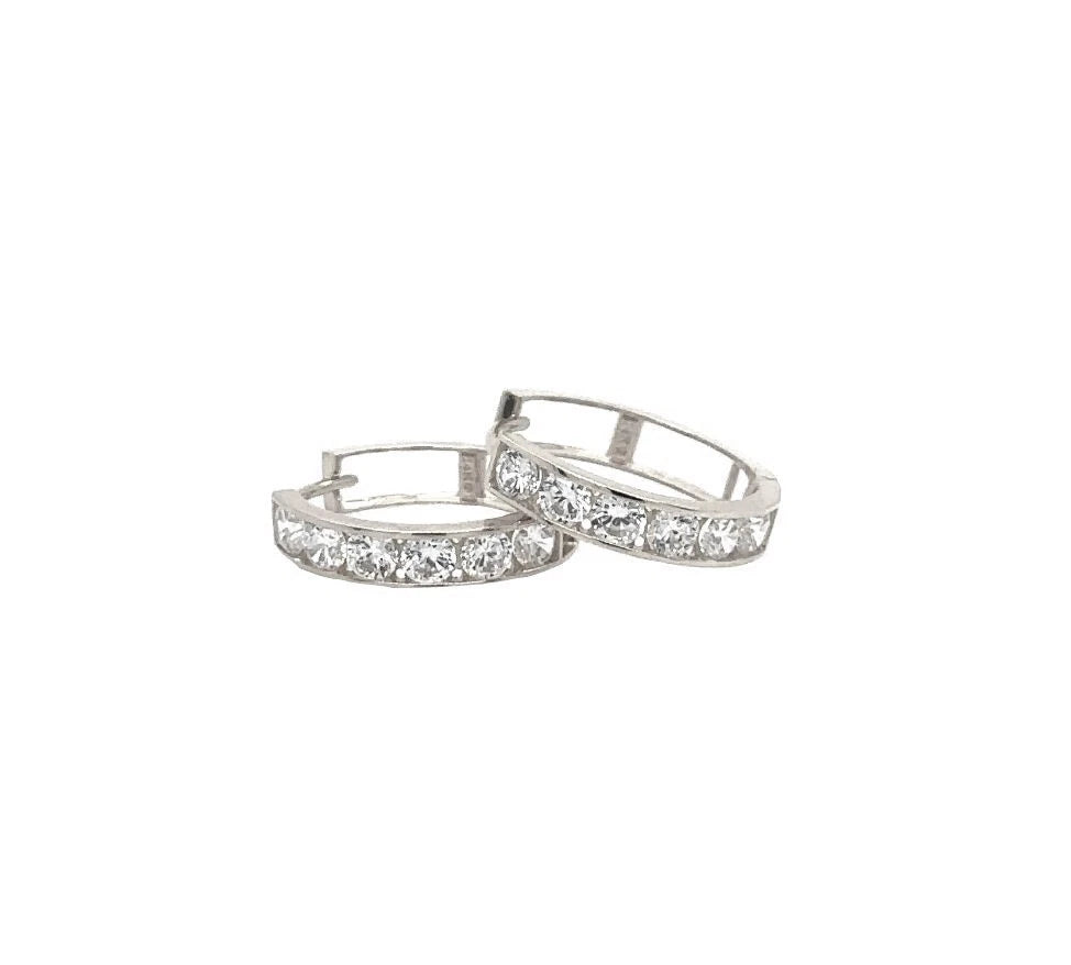 14K White Gold Huggie Beautiful & Valuable Hoop Earrings