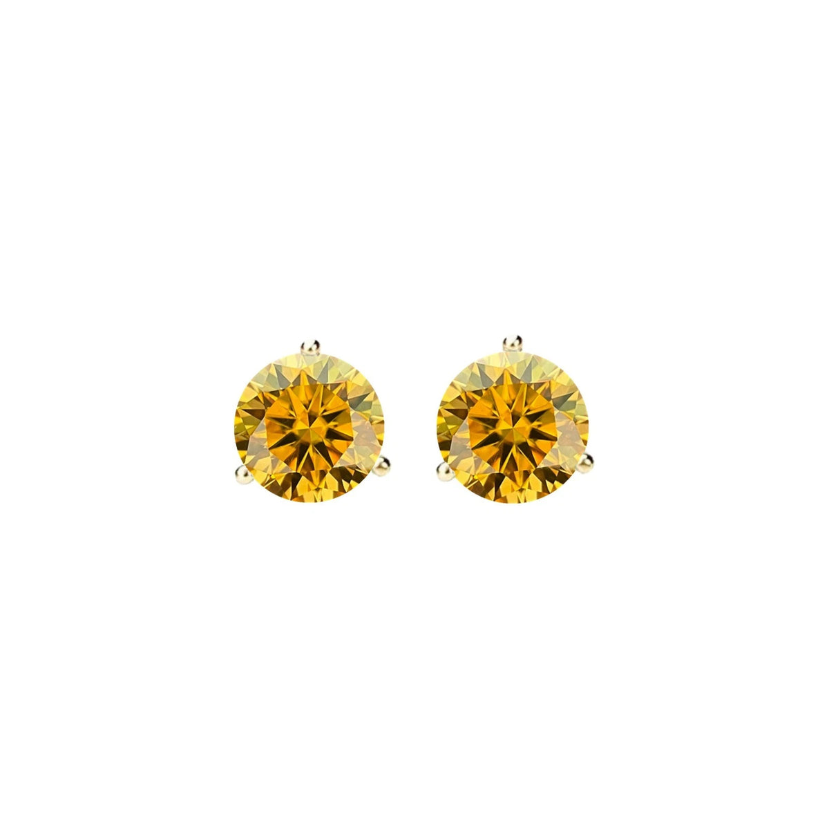 14KGold GRACertifiedD-VVS1 Yellow Moissanite Martini PushBack Stud Earrings
