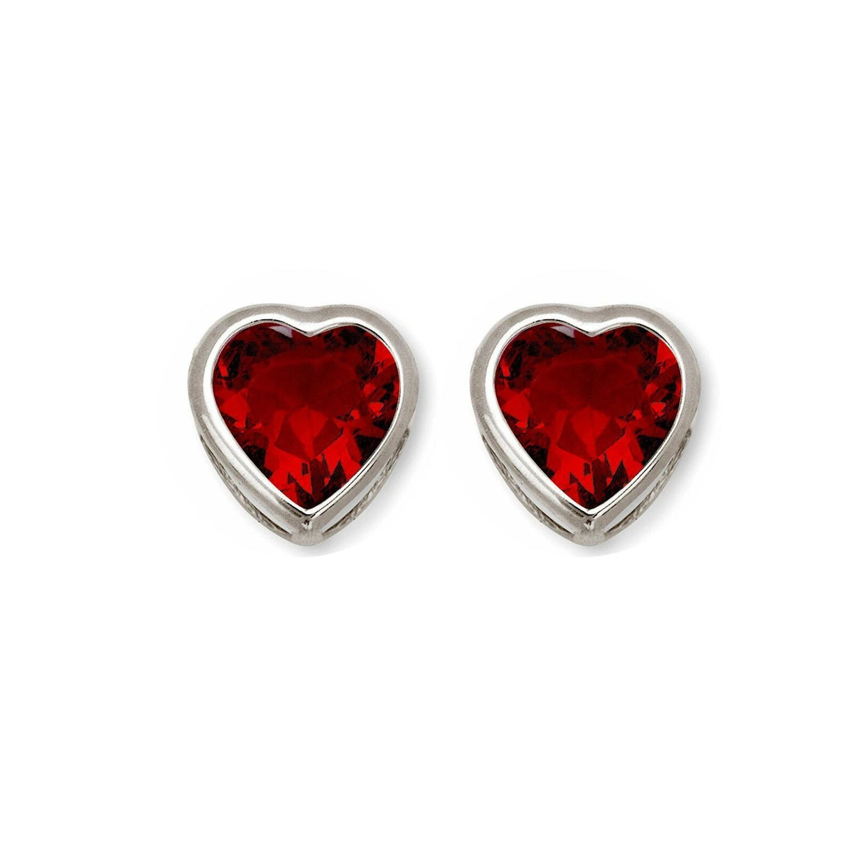 14k Solid White Gold Heart Birthstone Stud Earrings 6mm X 6mm
