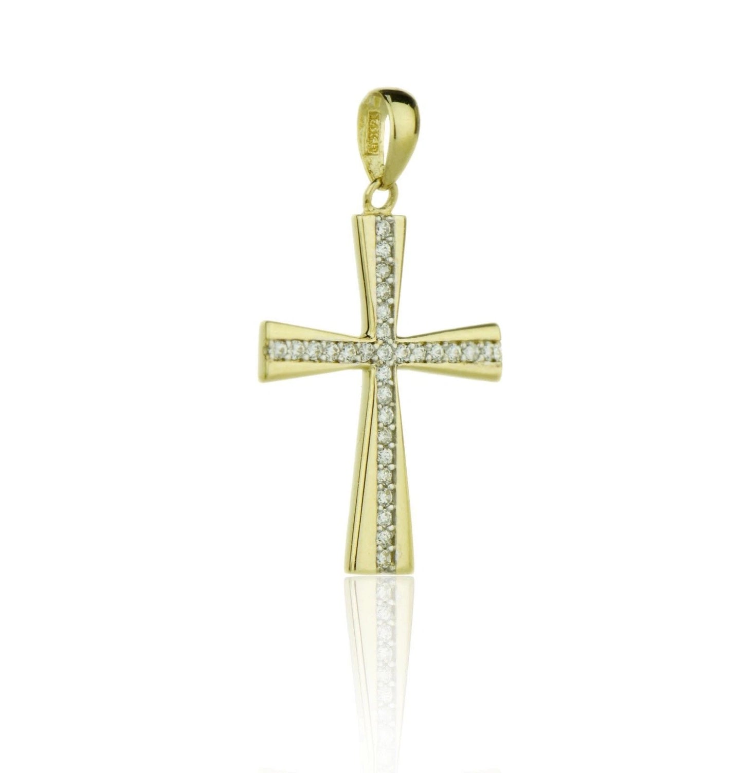 14k Yellow or White Gold Cross Cz Pendant