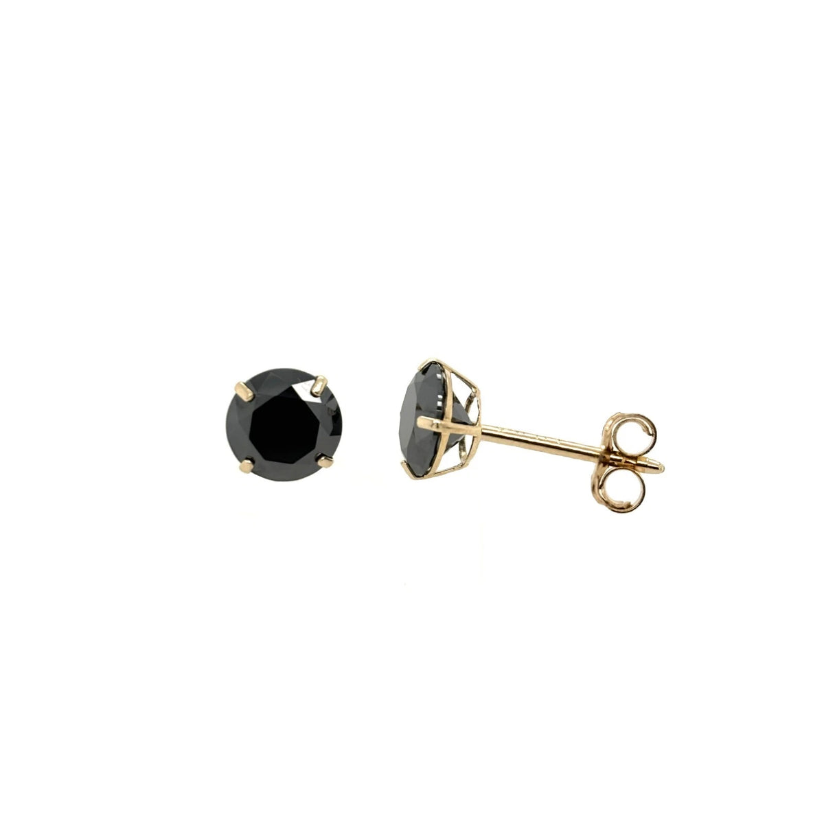 14K Gold GRA Certified D-VVS1 Lab-Created Black Moissanite Push Back Studs Earrings