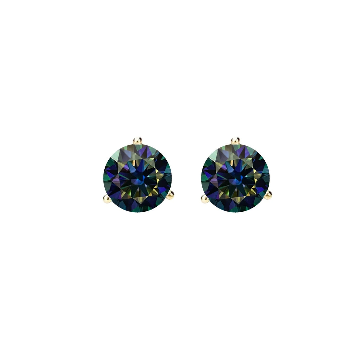 14KGold GRACertifiedD-VVS1 Rainbow Blue Moissanite Push Back Stud Earrings