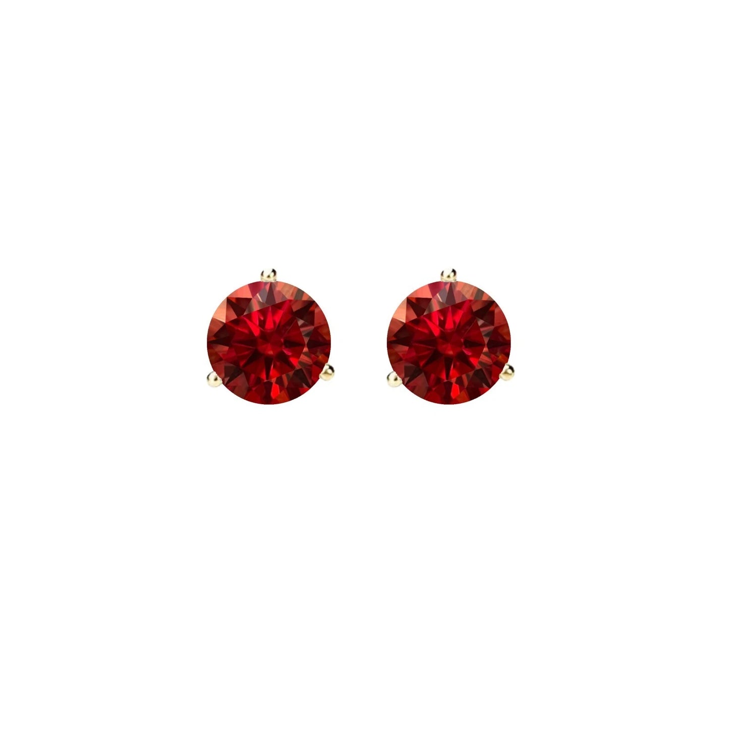 14KGold GRACertifiedD-VVS1 Garnet Moissanite Martini PushBack Stud Earrings