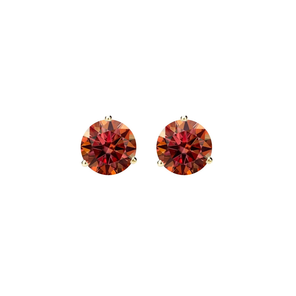 14KGold GRACertifiedD-VVS1 Watermelon Red Moissanite Push Back Stud Earrings