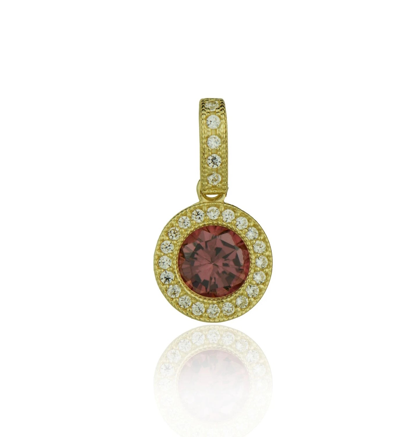14k Yellow Gold CZ Halo Round Pendant