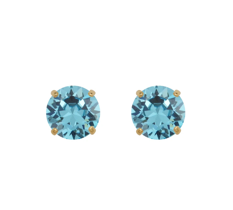 14K Yellow Gold Beautiful 5mm Round Birthstone Stud Push Back Earrings for Women