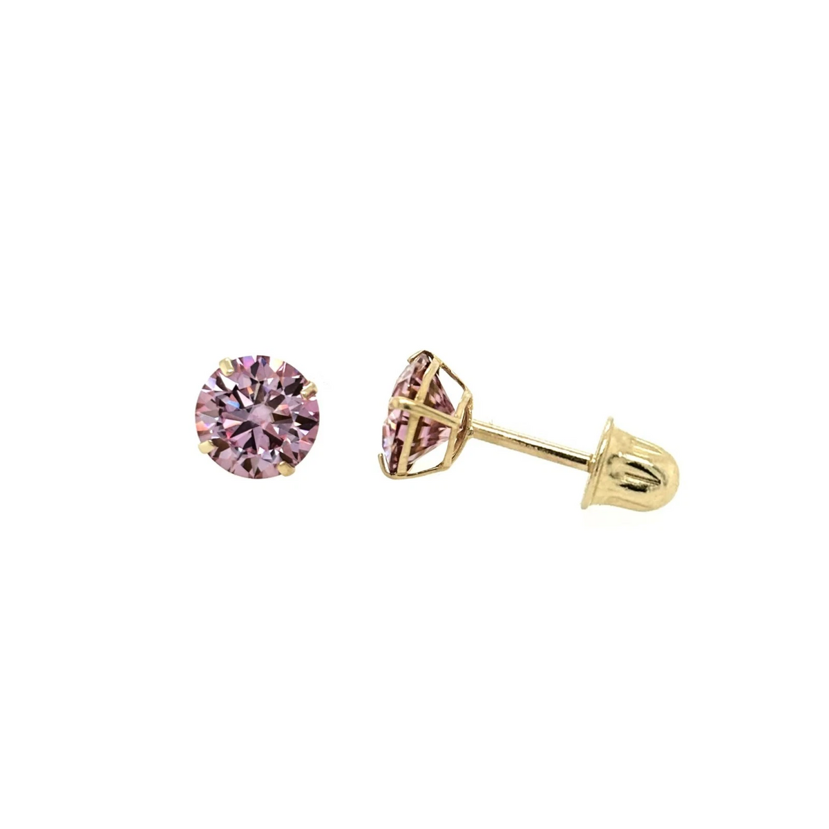 Gold 14K GRA Certified D-VVS1 Round Moissanite Screw Back Studs Earrings