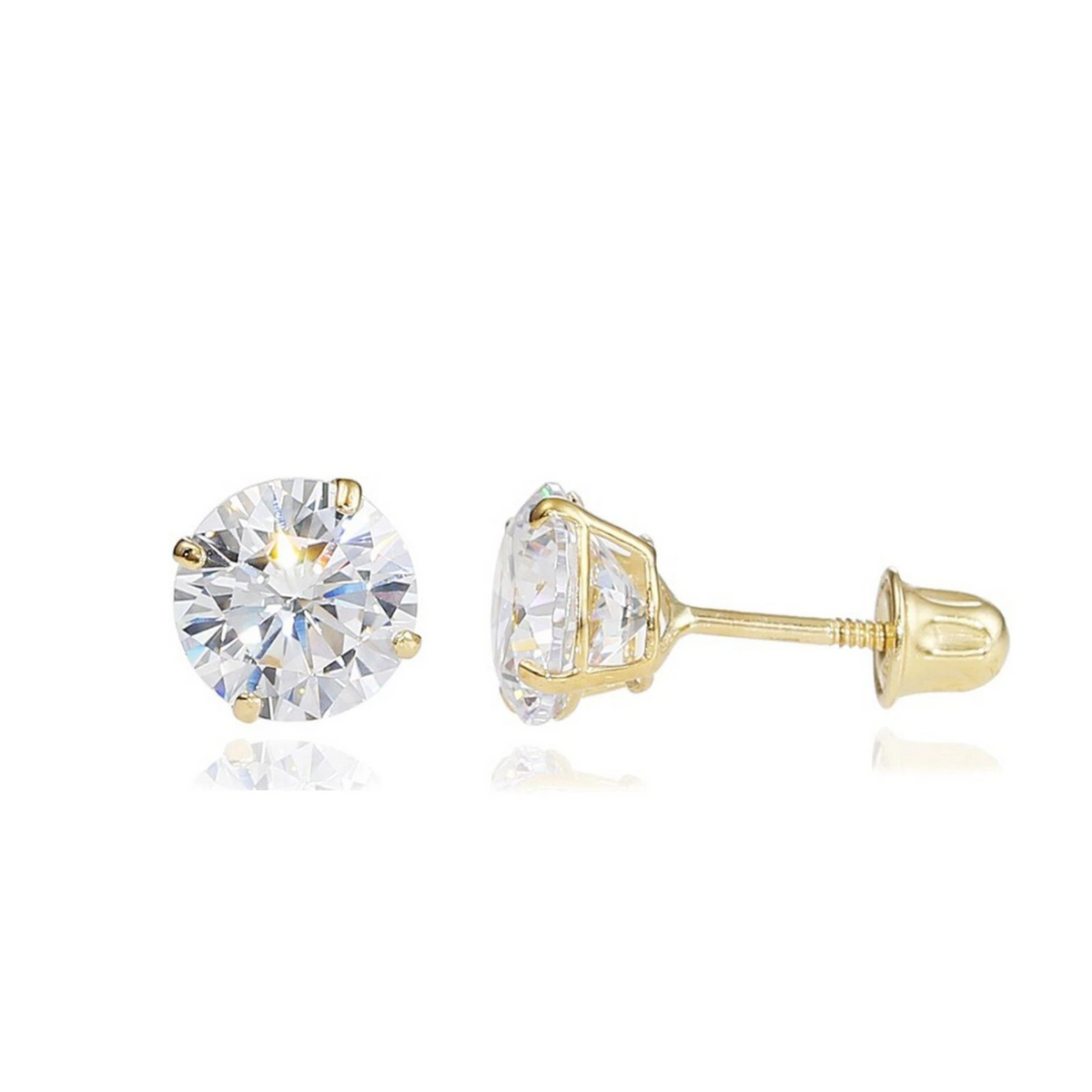 14K Gold GRA Certified D-VVS1 Round Moissanite Screw Back Studs Earrings