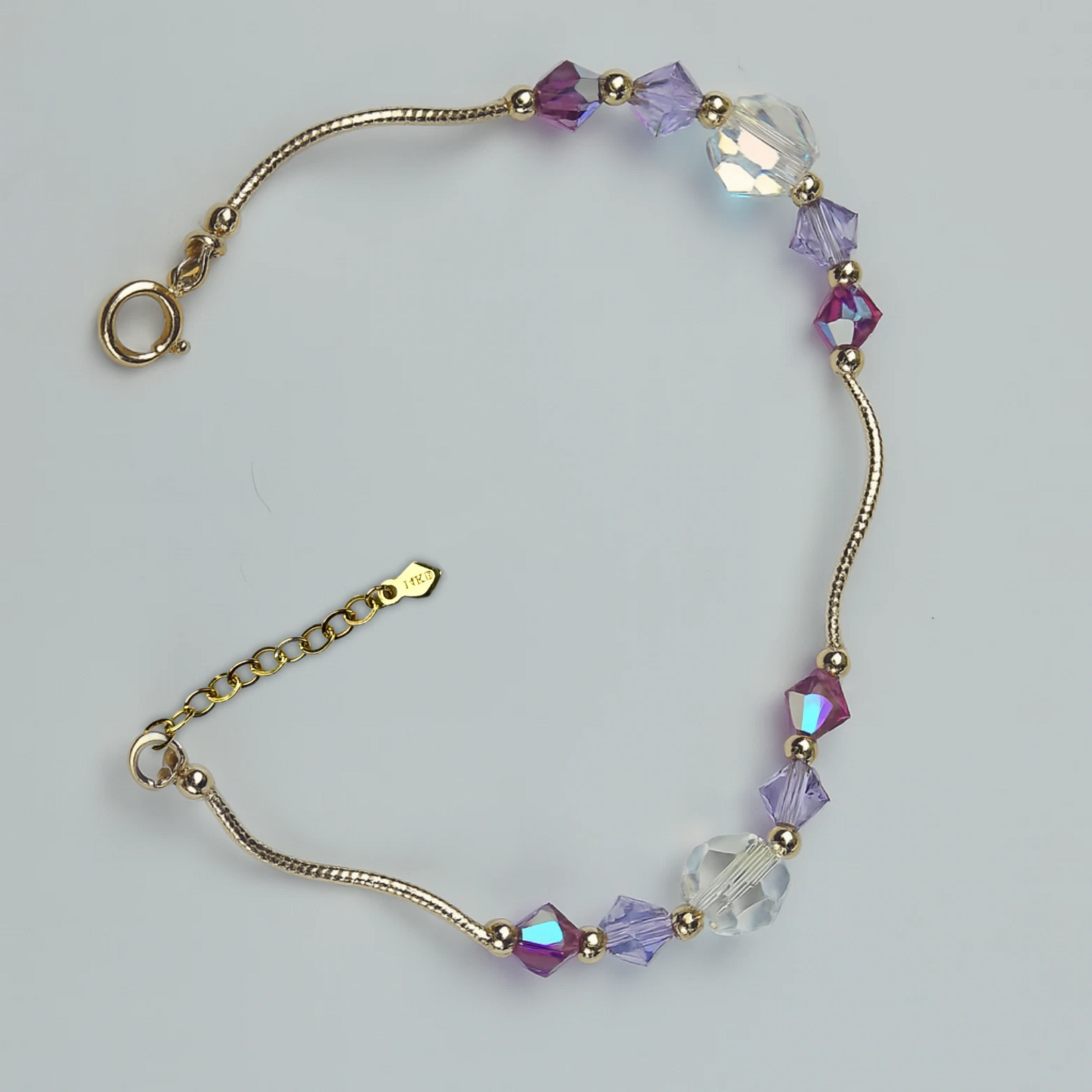 14K Yellow Gold Elegant Crystals Bracelet Kids Baby Girls & Boy -With Extension