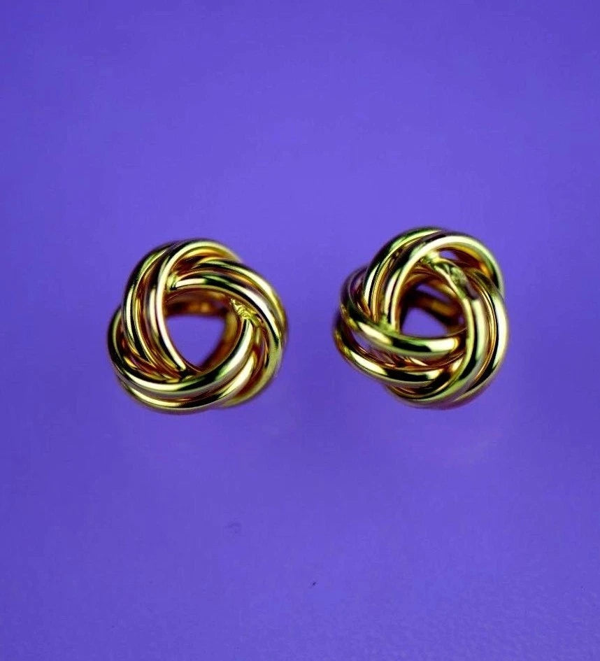 14K Yellow and White Gold Polished Love Knot Stud Earrings