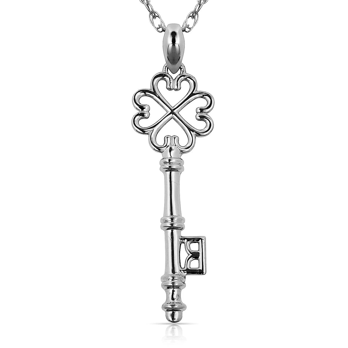 Design Key Pendant Solid 14K Yellow & White Gold For Women