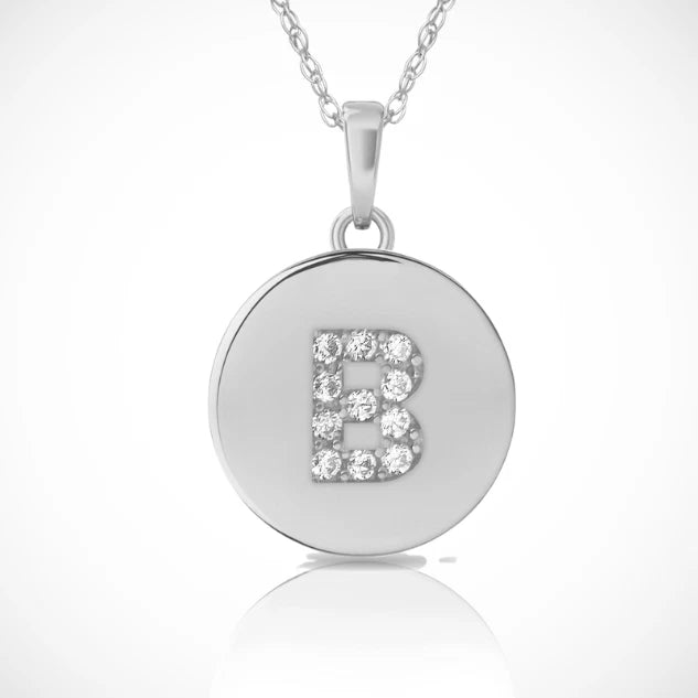 14k Yellow / White & Rose Gold Letter Initial CZ Pendant For Women