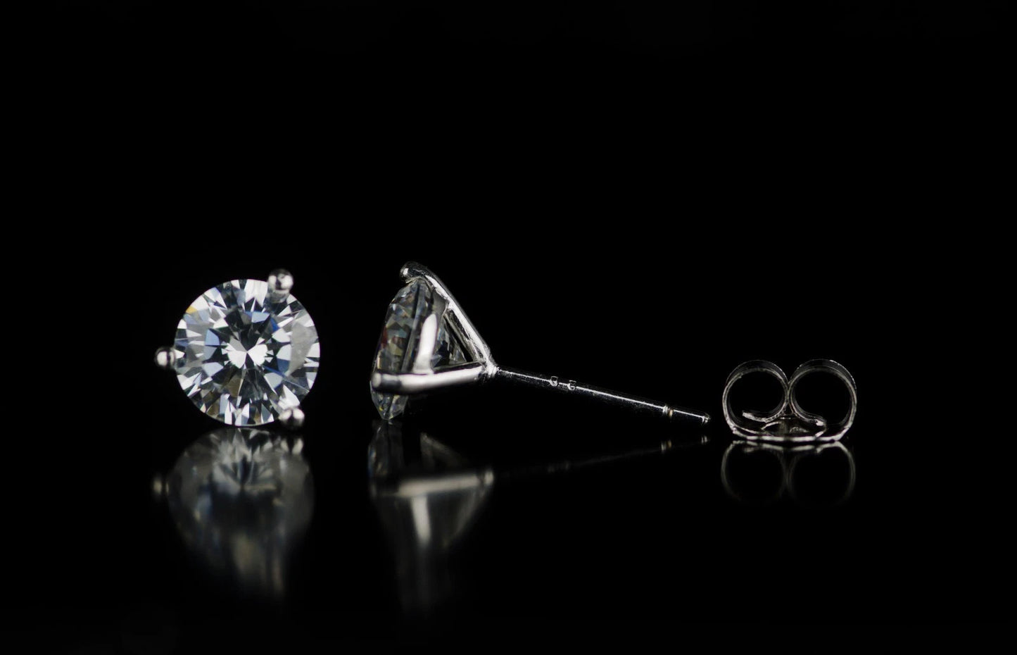 14k White Gold Round AAA Quality CZ Martini Stud Earrings