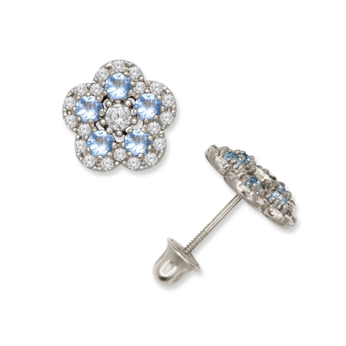 14K Yellow & White Gold Elegant Flower Earrings for Girls