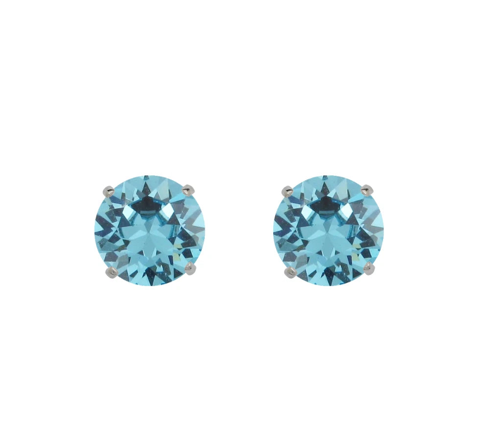 14K Solid White Gold 3mm Round Birthstone Stud Earrings with screw back