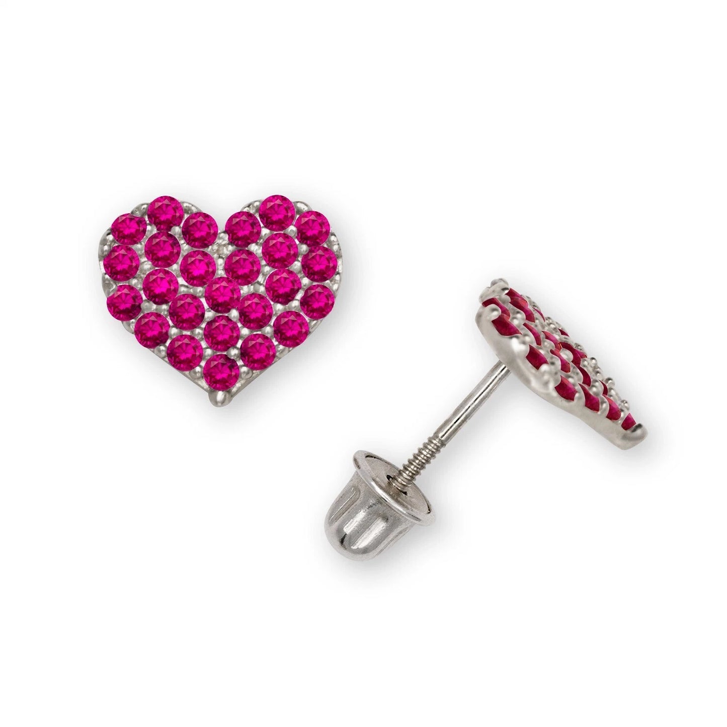 14K Yellow & White Gold Beautiful CZ Heart Shaped Stud Earrings
