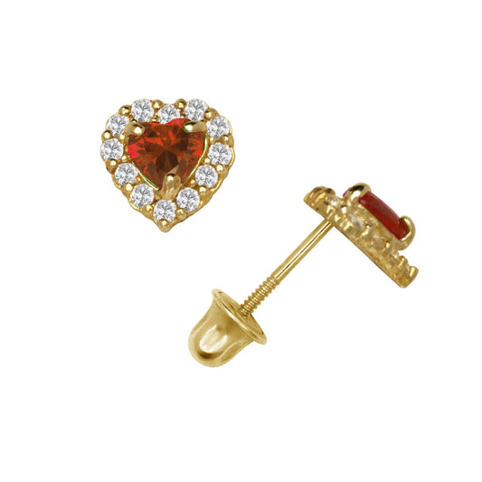 14K Yellow & White Gold Large Gorgeous CZ Heart Shaped Stud Earrings for Women