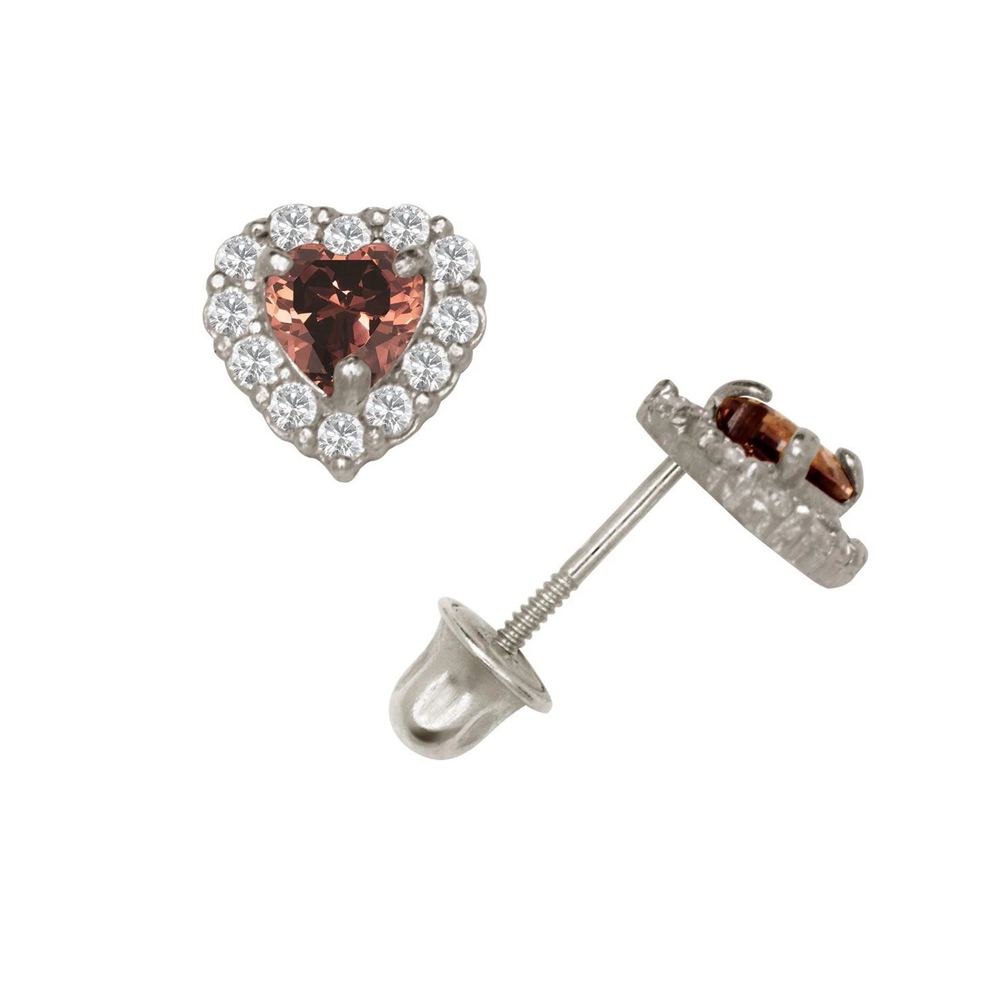 14K Yellow & White Gold Large Gorgeous CZ Heart Shaped Stud Earrings for Women