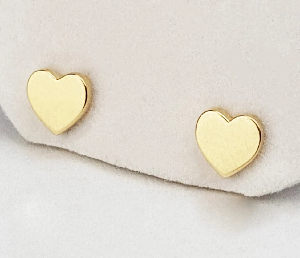 14K Yellow / White / Rose Gold Heart Stud Earrings