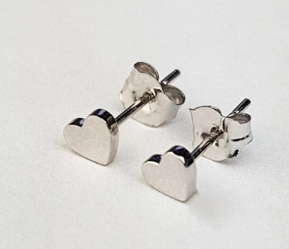 14K Yellow / White / Rose Gold Heart Stud Earrings