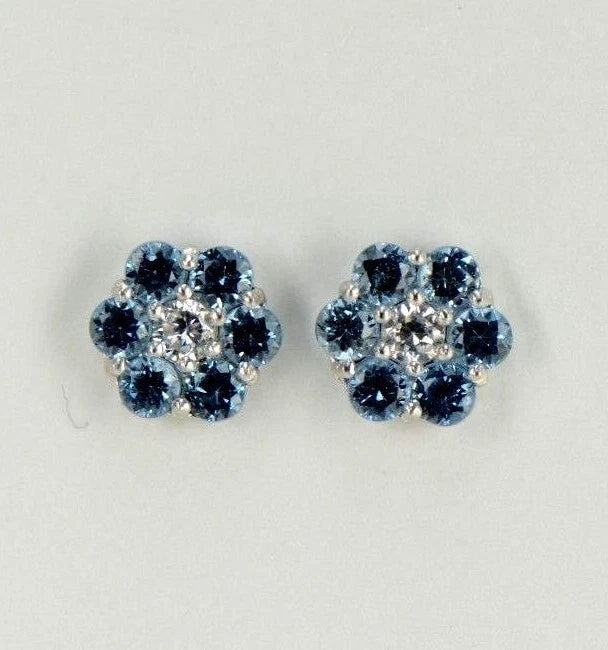 14k White Gold Flower Stud Earrings with Screw Back