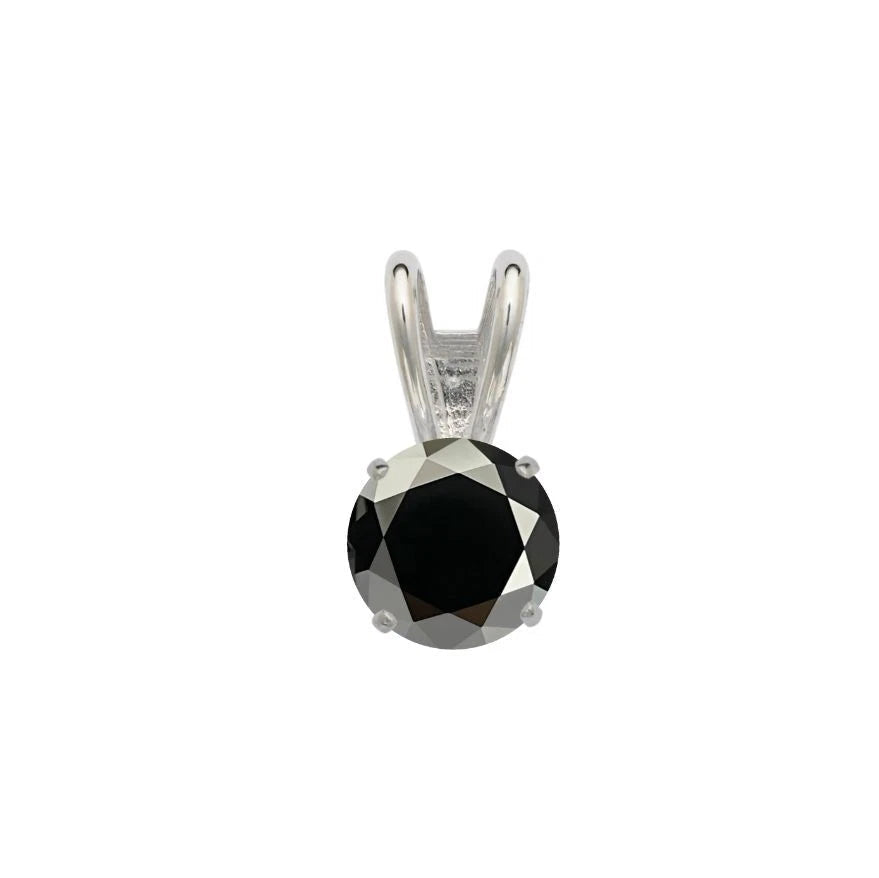 14K Gold GRA Certified D-VVS1 Round Black Moissanite Pendant