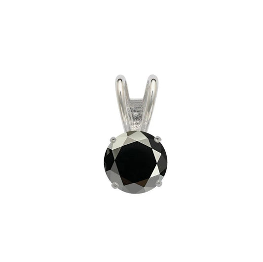 14K Gold GRA Certified D-VVS1 Round Black Moissanite Pendant