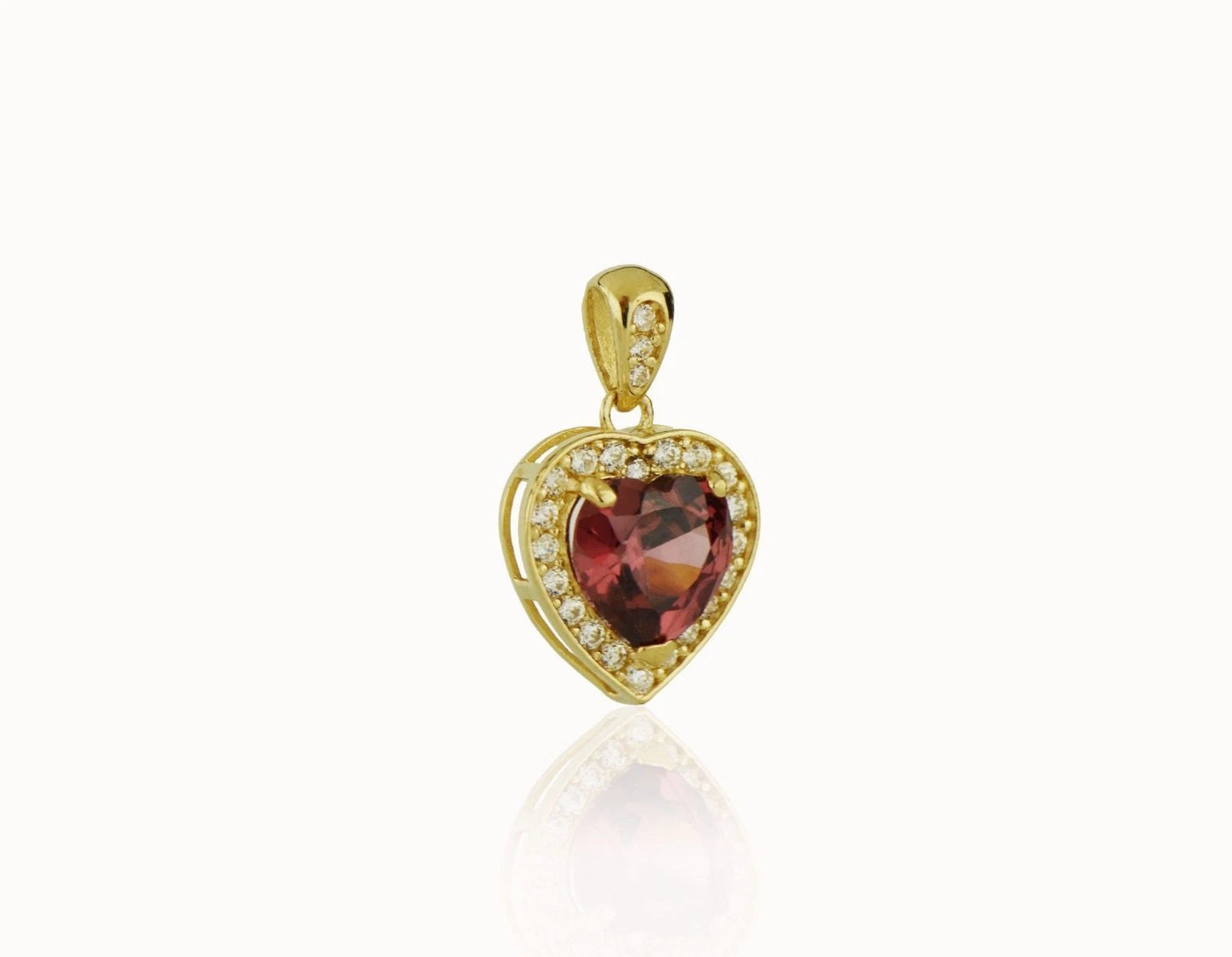 14k Yellow Gold CZ Halo Heart Pendant
