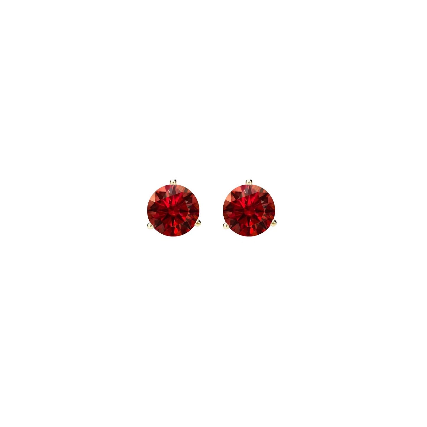 14KGold GRACertifiedD-VVS1 Garnet Moissanite Martini PushBack Stud Earrings