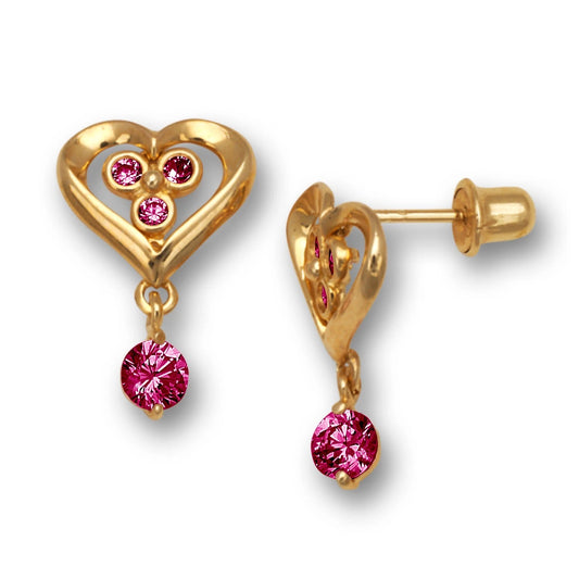 14K Yellow & White Gold Heart Shape Fashion Earrings for Women