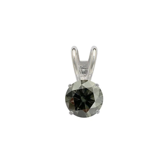 14K Gold GRA Certified D-VVS1 Round White Grey Moissanite Pendant