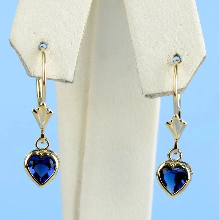 14k White Gold Dangle Bezel Heart CZ Leverback Pierced Earrings Birthstone 5x5MM