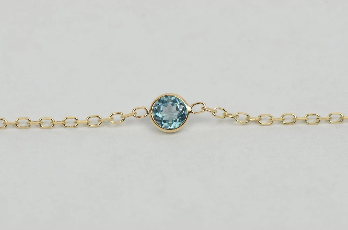 14k yellow gold yard necklace 18 cz chain Semi Precious Stones