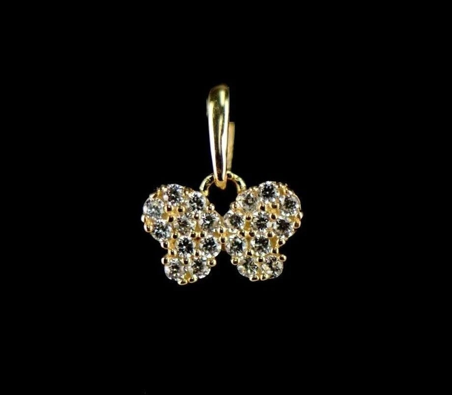 14K Yellow or White Gold Butterfly CZ Pendant