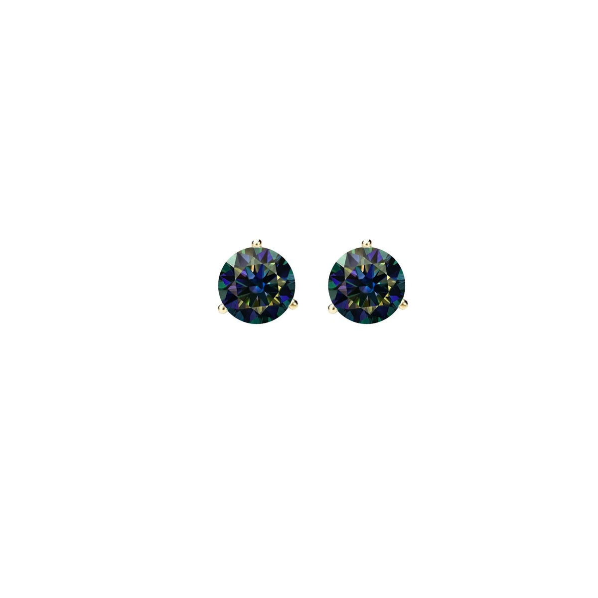 14KGold GRACertifiedD-VVS1 Rainbow Blue Moissanite Push Back Stud Earrings