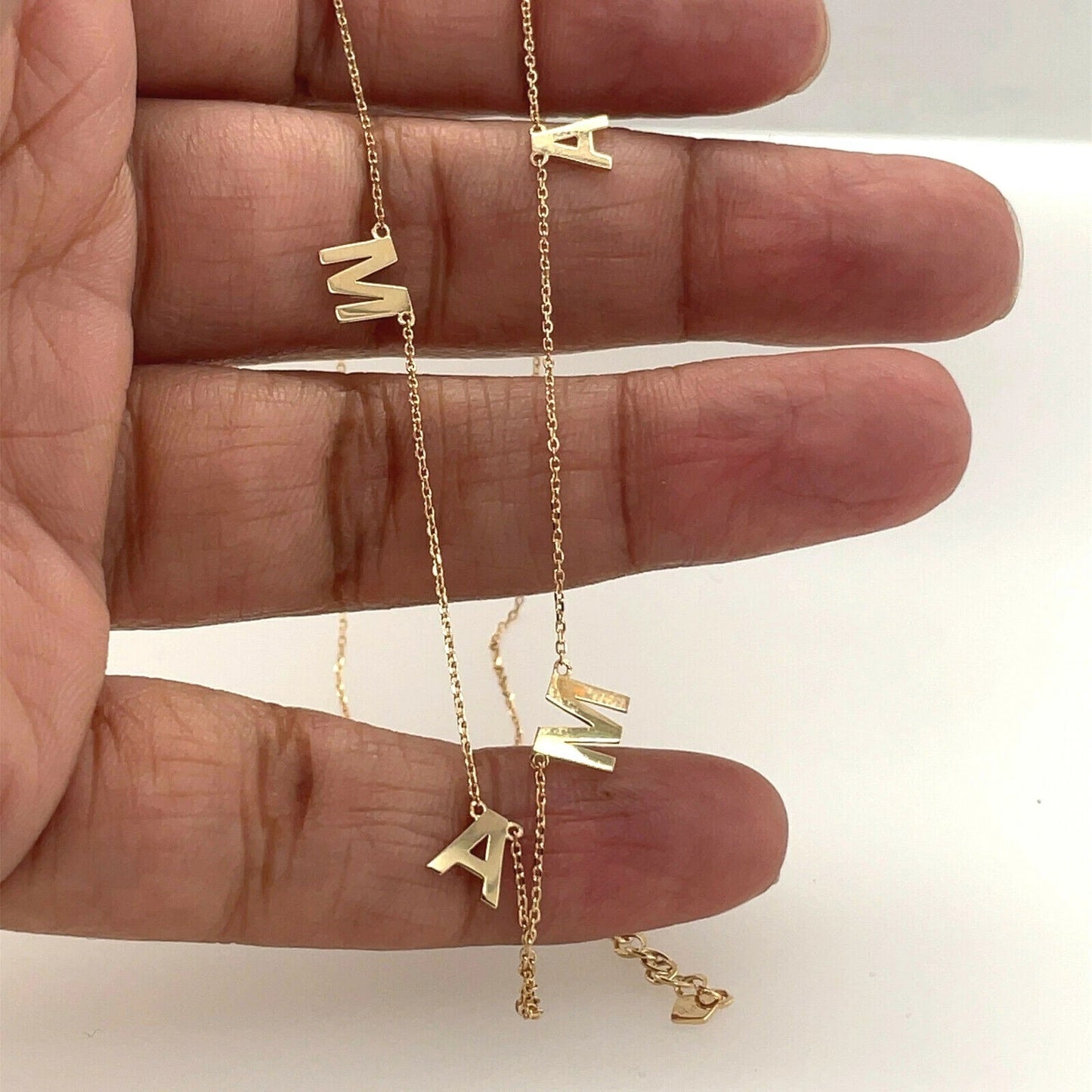 14K Yellow/ White/ Rose Gold "MAMA" Charm Necklace