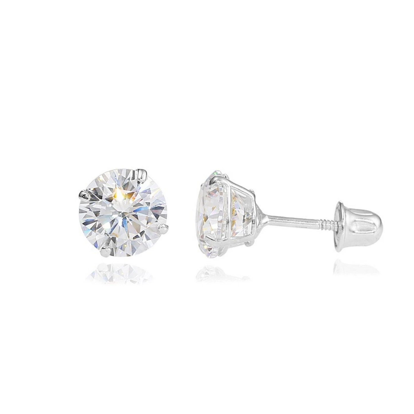 14K Gold GRA Certified D-VVS1 Round Moissanite Screw Back Studs Earrings