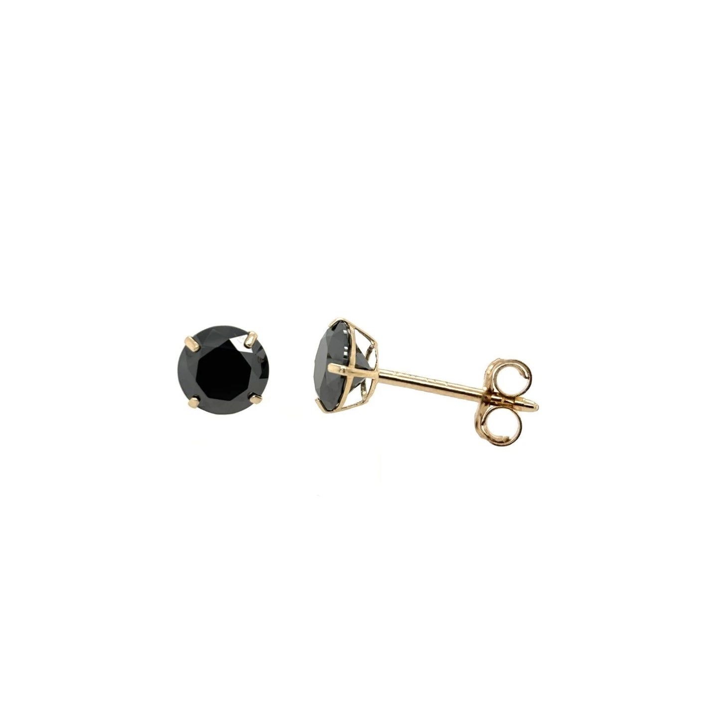 14K Gold GRA Certified D-VVS1 Lab-Created Black Moissanite Push Back Studs Earrings